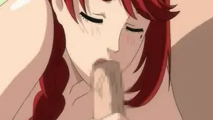 Naked redhead anime girl blowing dick in sixtynine