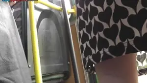 Long haired beauty in the bus upskirt amateur movie