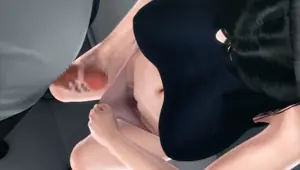 Busty animated slut gets fingered