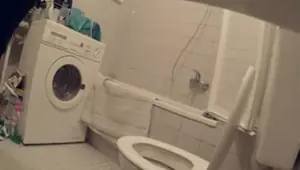 Private house WC pee voyeur