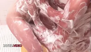 Brunette Japanese Anne passionately sucks cock in POV during steamy shower fun