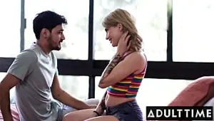 ADULT TIME SHH No One Can Find Out! Teen Couple Have Intense Bedroom Sex And Cum On Each Other