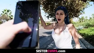 SisterCums Annoying My Step Sister with Remote Control on Streets