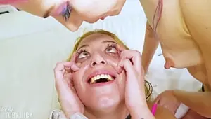HARD ANAL Threesome, DRINKING PUKE and PISS SPIT CUM INTO WIDE EYES!