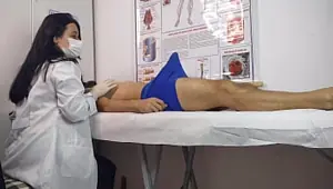 The dick got up in front of the nurse