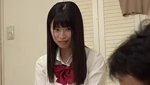 The friend of my little devil girlfriend who makes stains on her trousers and seduces me by showing her saggy tits even though my girlfriend is around part 4 .