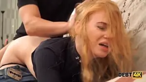 DEBT . Girl has no money to pay a debt and the collector fucks her