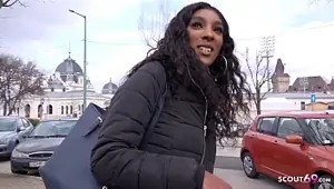 GERMAN SCOUT BROWN EBONY BOMBSHELL FUCK TO EYE ROLLING ORGASM AT PICKUP CASTING