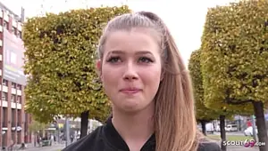 GERMAN SCOUT BLONDE GIRL 18 OLIVIA SPARKLE PICKUP AND ROUGH FUCK AT MODEL CASTING