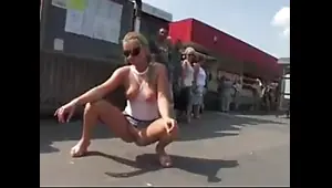Girl Kicked while Pissing