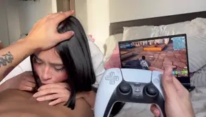 My hot stepsister doesn't let me play quietly and makes me cum