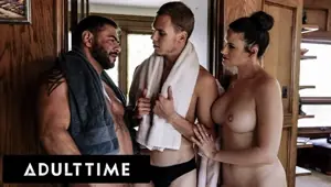 ADULT TIME Bisexual Couple Seduces Bi curious Twink Into His First Threesome