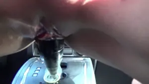 Horny milf fucks a gear stick rough.