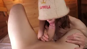 Hot blowjob in sauna