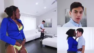BANGBROS Black Stepmom Osa Lovely Catches Juan El Caballo Loco Wanking His White Willy