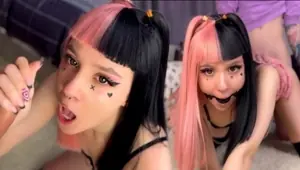 Gave hot emo girl deepthroat and fucked her with gag in her mouth