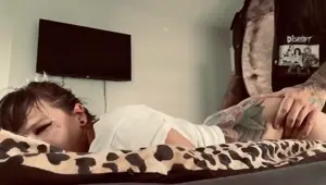 Tattooed punk boy fucks tatted punk girl from behind after she gets her clit pierced